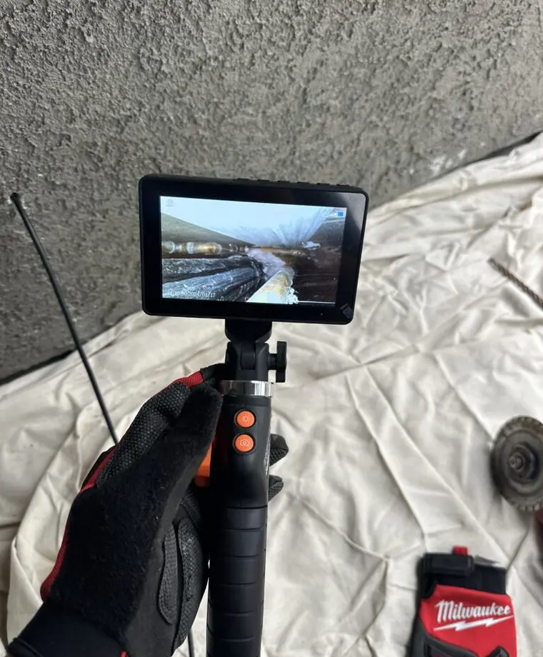 Sewer camera equipment used during drain leak detection service