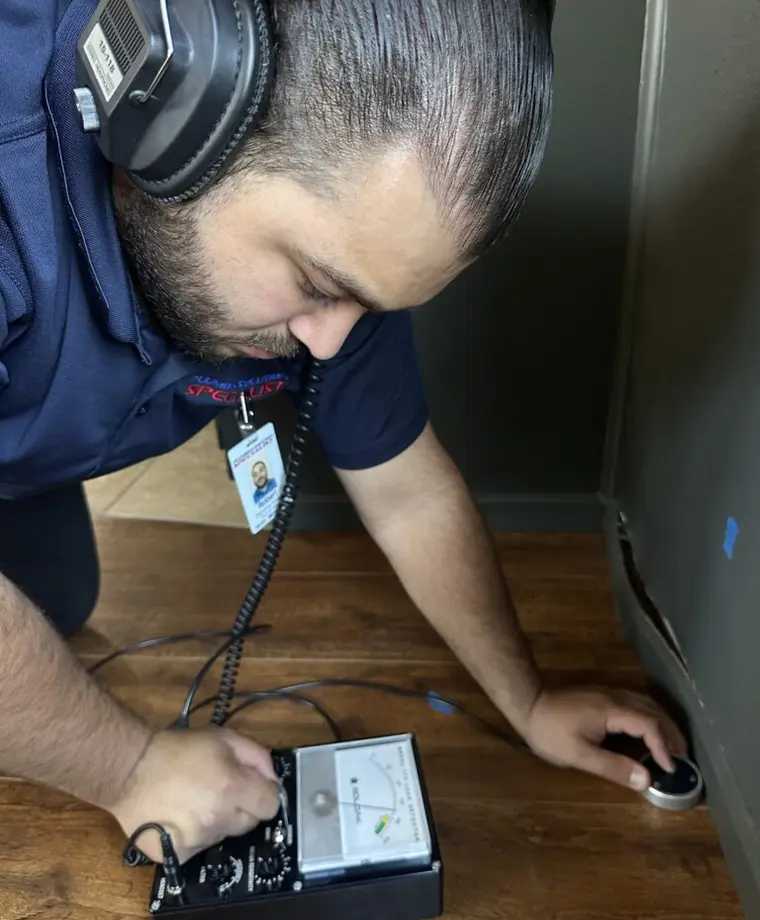 Leak detection technicians working at a Southern California property